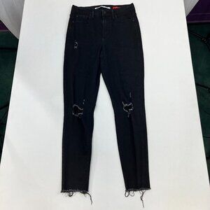 Celebrity Pink Womens Black Mid Rise Distressed Raw Hem Skinny Leg Jeans Sz 7/28